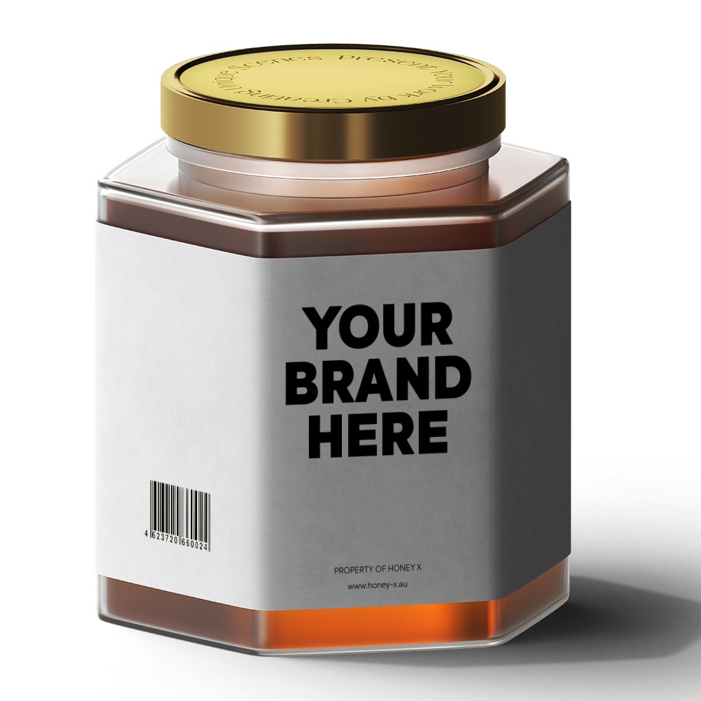 Plain honey jar mockup with space for a buyer brand, used for Honey X private label listings