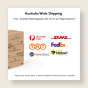 Australia wide shipping card: stacked Forest Fresh Honey cartons with the freight partners Honey X ships with
