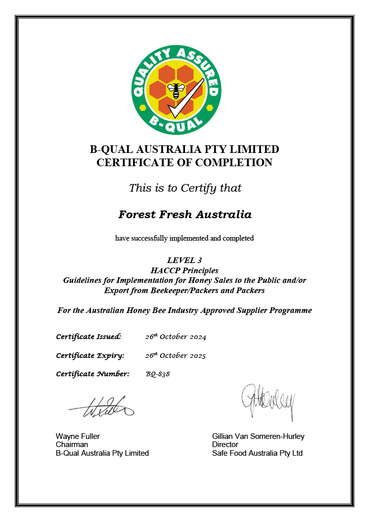A certificate of completion for a project in australia.