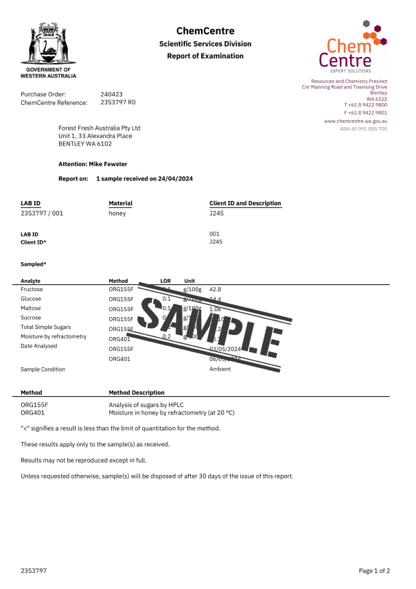 Chem Centre Certificate
