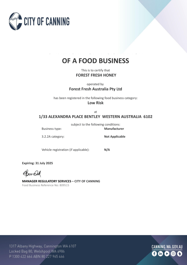 Low GI Test Certificate